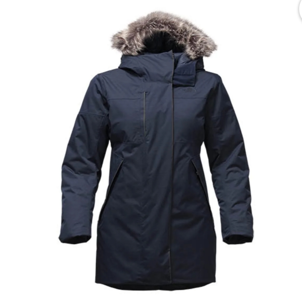 The North Face Women's Far Northern Waterproof Long Parka Jacket Navy Slub XS